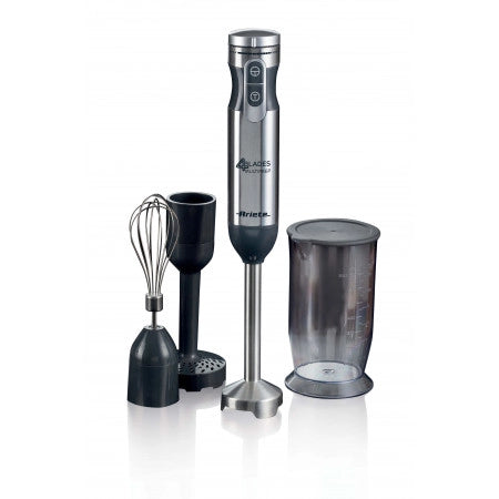 Ariete 898/1 4 blades multiprep 7in1, frullatore a immersione, 7 funzioni, 1000w, 10 velocità + turbo, capacità 2 l, accessori inclusi, silver