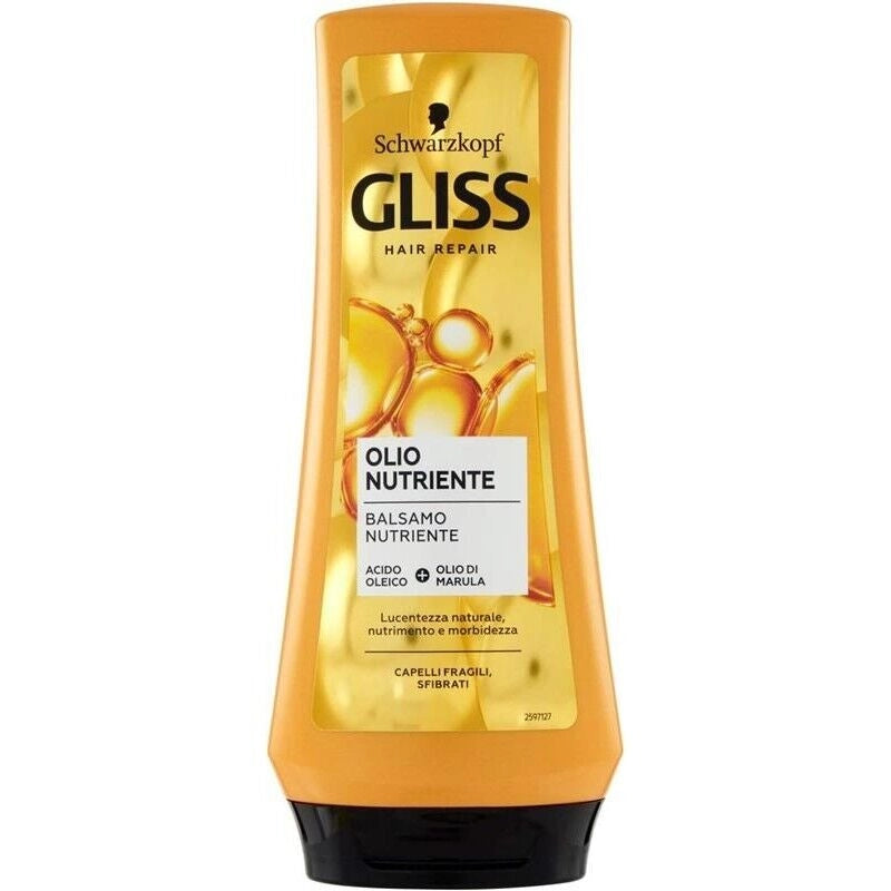 SCHWARZKOPF GLISS OLIO BALSAMO NUTRIENTE 200 ML PER CAPELLI FRAGILI E SFIBRATI