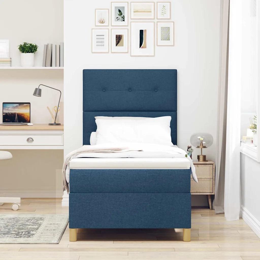 Letto a Sorgente LED con materasso Blu 80 x 200 cm Tessuto