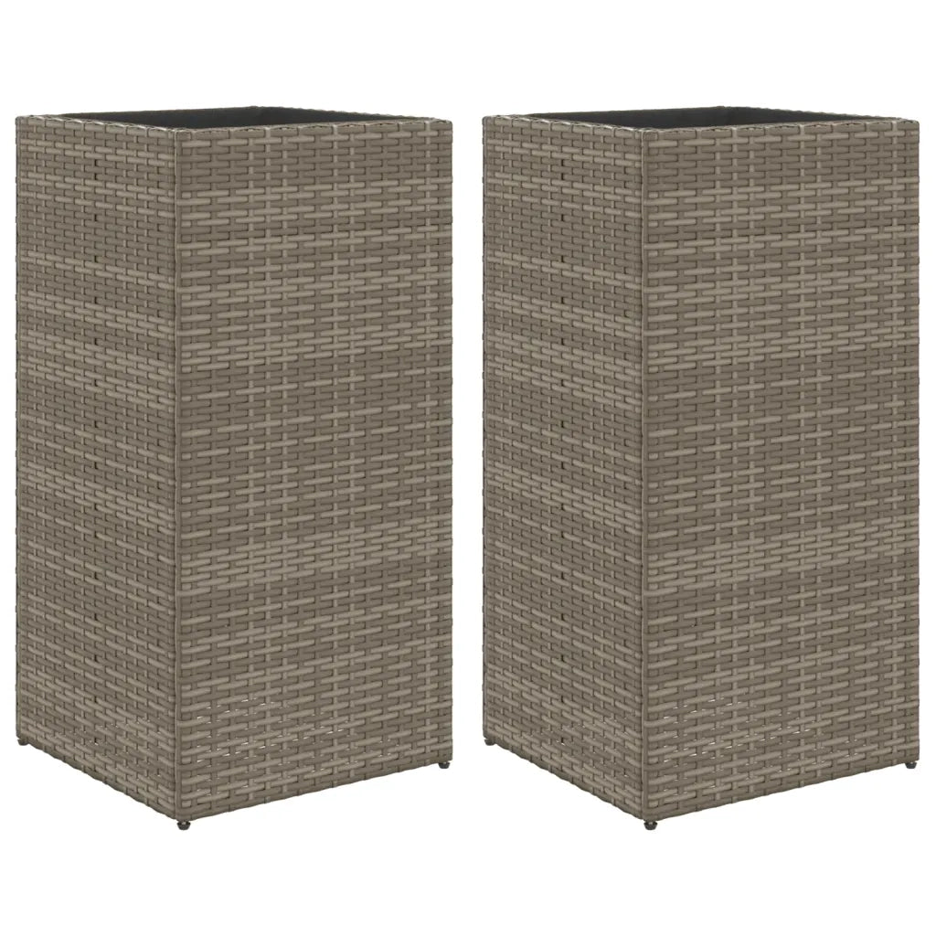 Fioriere da Giardino 2 pz Grigie 40x40x80 cm in Polyrattan