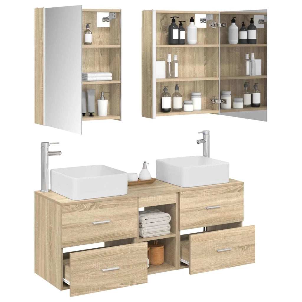 Set di mobili per il bagno 5 pz Rovere Sonoma 3406769
