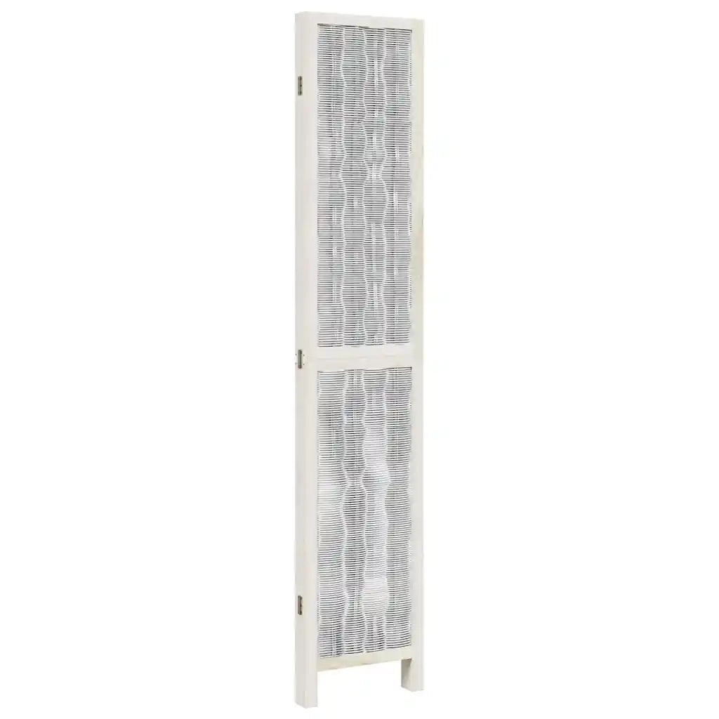 Divisorio Ambienti 4 Pannelli-Set di 4 pannelli Paravento Bianco Legno Massello di Paulownia 460999