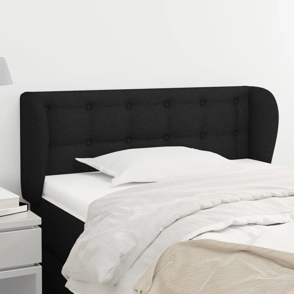 Testiera ad Orecchio-Testata con Orecchie Nera 103x23x78/88 cm in Tessuto 261841