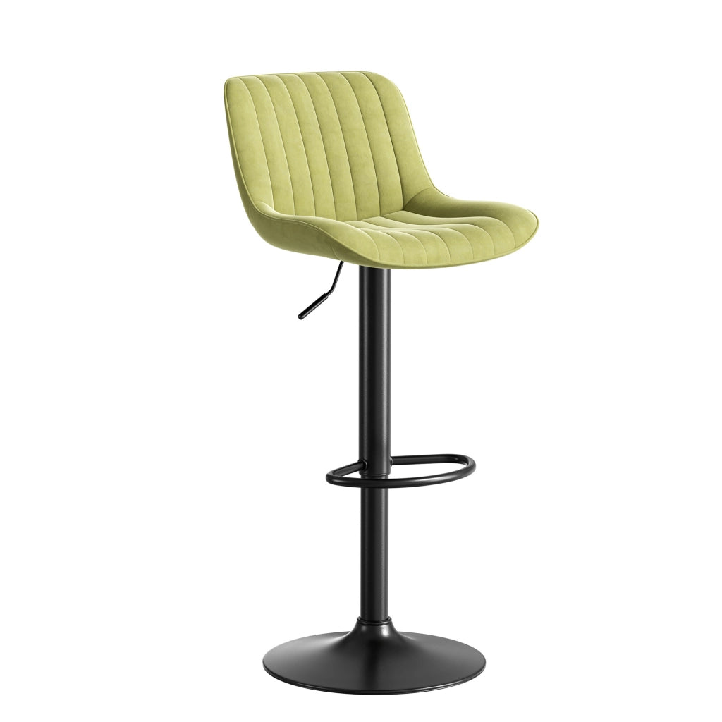 Sedie da Bar Girevoli Set 4 Pezzi ¨C Xylo ¨C Velluto Verde, Altezza Regolabile