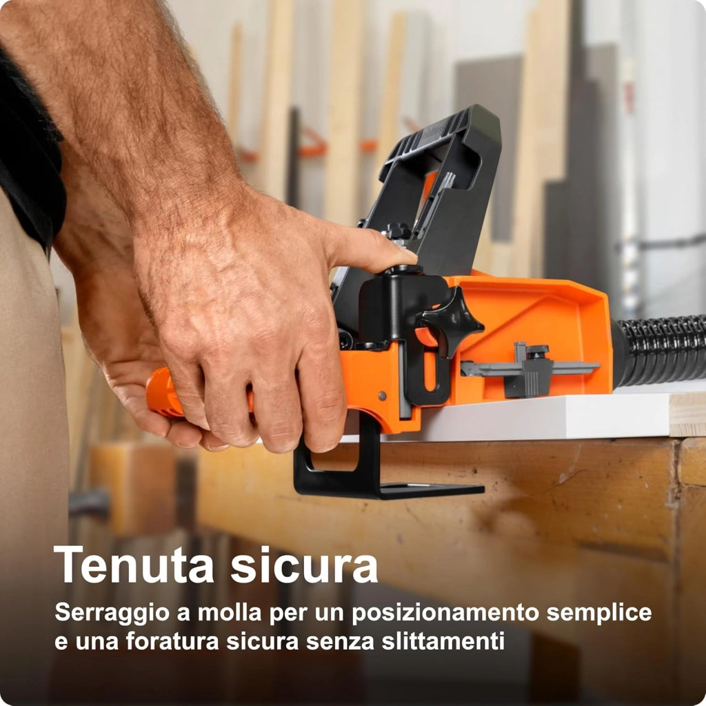 ECODRILL - Cerniere in un batter d'occhio, cerniere per armadi e mobili, aiuto per la lavorazione, nastro Ø = 35 mm, cerniera, foratura verticale