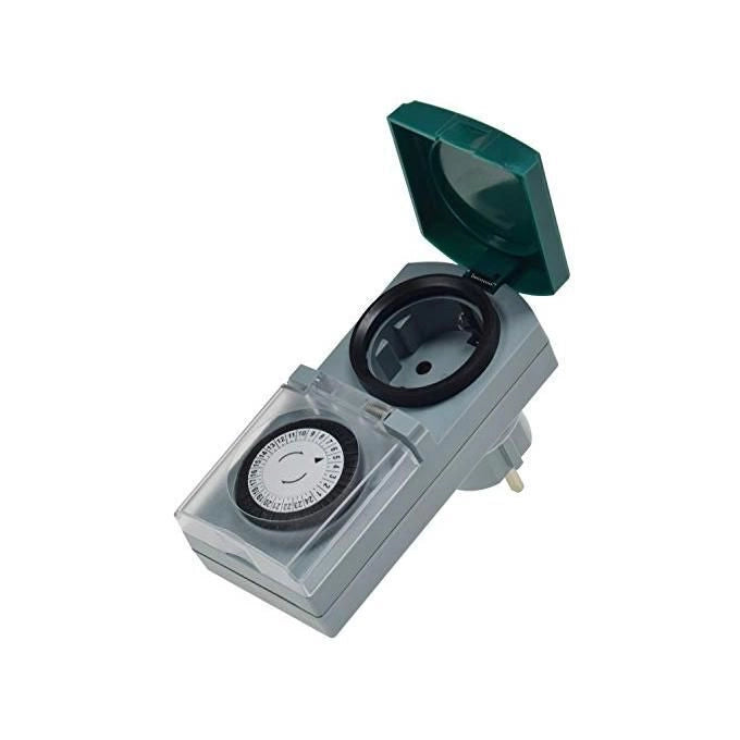 REV 0025700409 Presa con Timer Meccanico IP44 16A 3680W 48 Programmi Uso Interno Esterno colore Grigio Verde