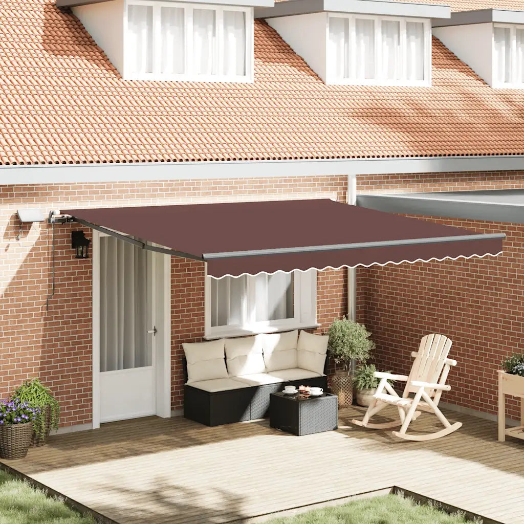 Tenda da Sole Retrattile Manuale con LED Marrone 400x300 cm 3310209
