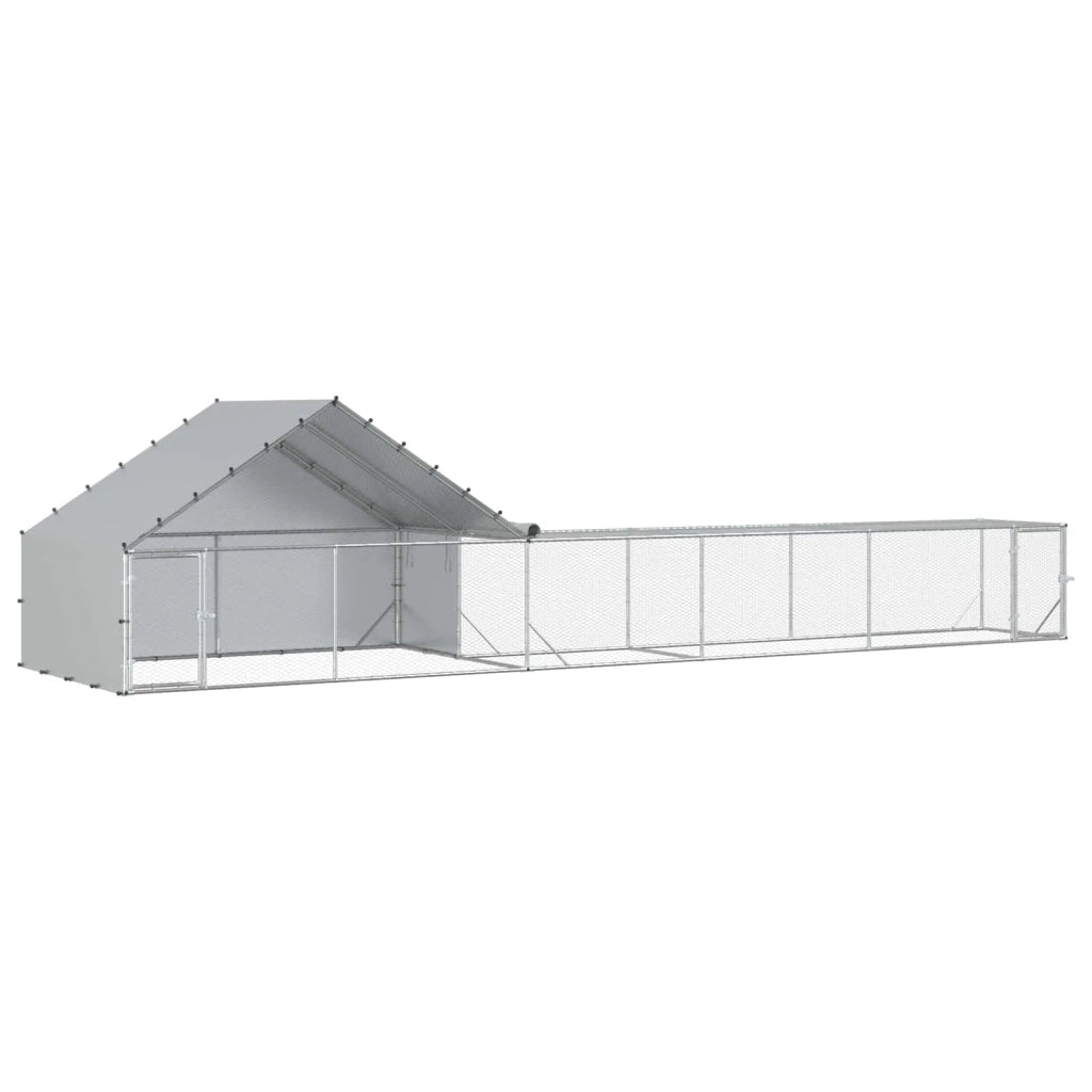 Gabbia per Galline con Tetto e Giardino 2 pz Argento 3434660