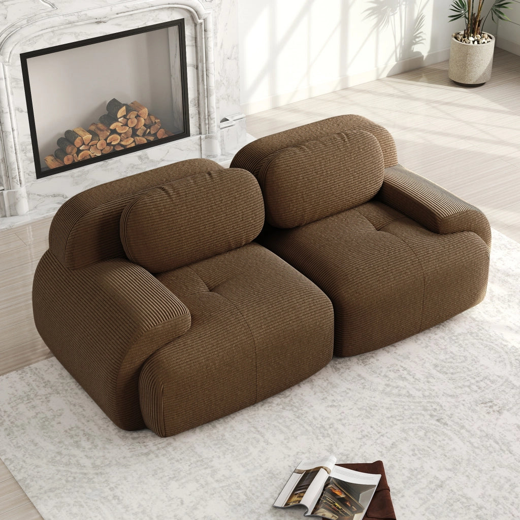Divano Loveseat in tessuto cord - Zephmum- Modulare combinabile imbottitura elastica