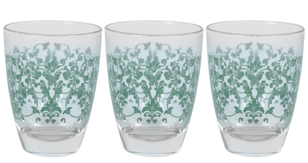 MAURY'S SISSI TRIS DI BICCHIERI PER ACQUA IN VETRO DESIGN VERDE