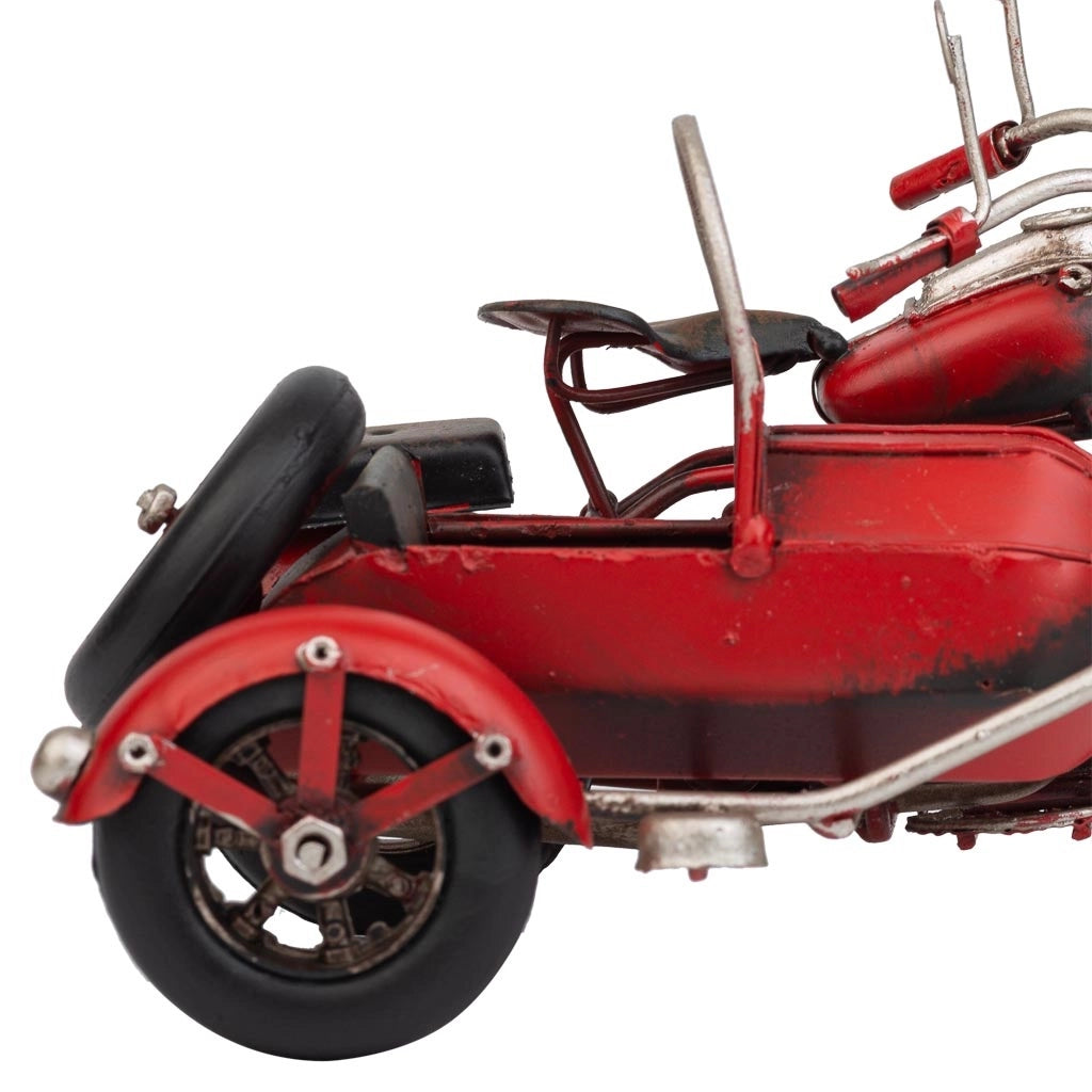 Sidecar in metallo rosso 19x13,5x11,5h