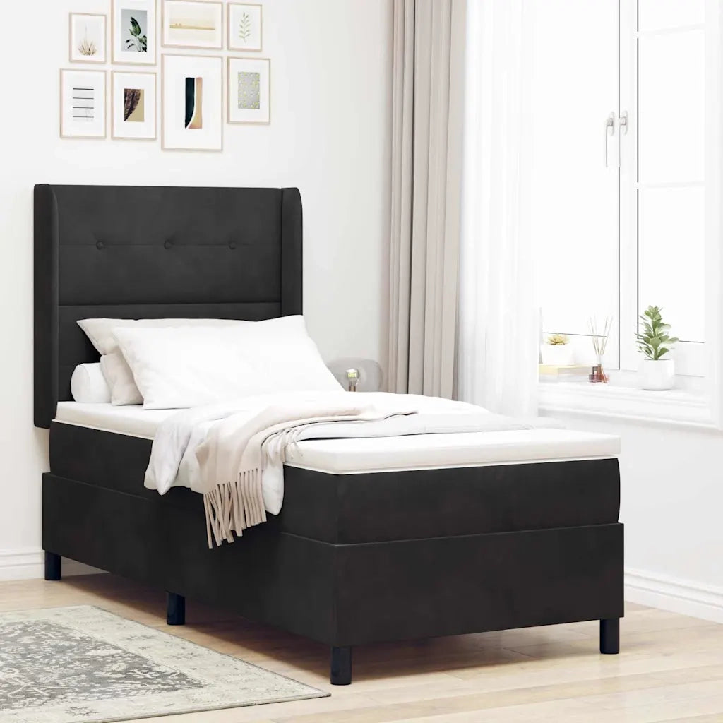 Letto a molle con strisce LED Nero 90 x 190 cm Velluto 3343846