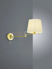 LYON APPLIQUE DOPPIO SNODO OTTONE SATINATO CON PARALUME BIANCO L. 68,5CM, D.25,5CM 1 LUCE ATTACCO E27