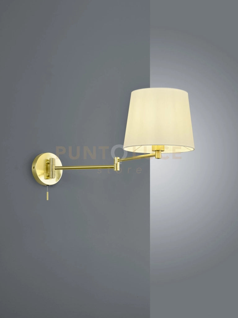LYON APPLIQUE DOPPIO SNODO OTTONE SATINATO CON PARALUME BIANCO L. 68,5CM, D.25,5CM 1 LUCE ATTACCO E27