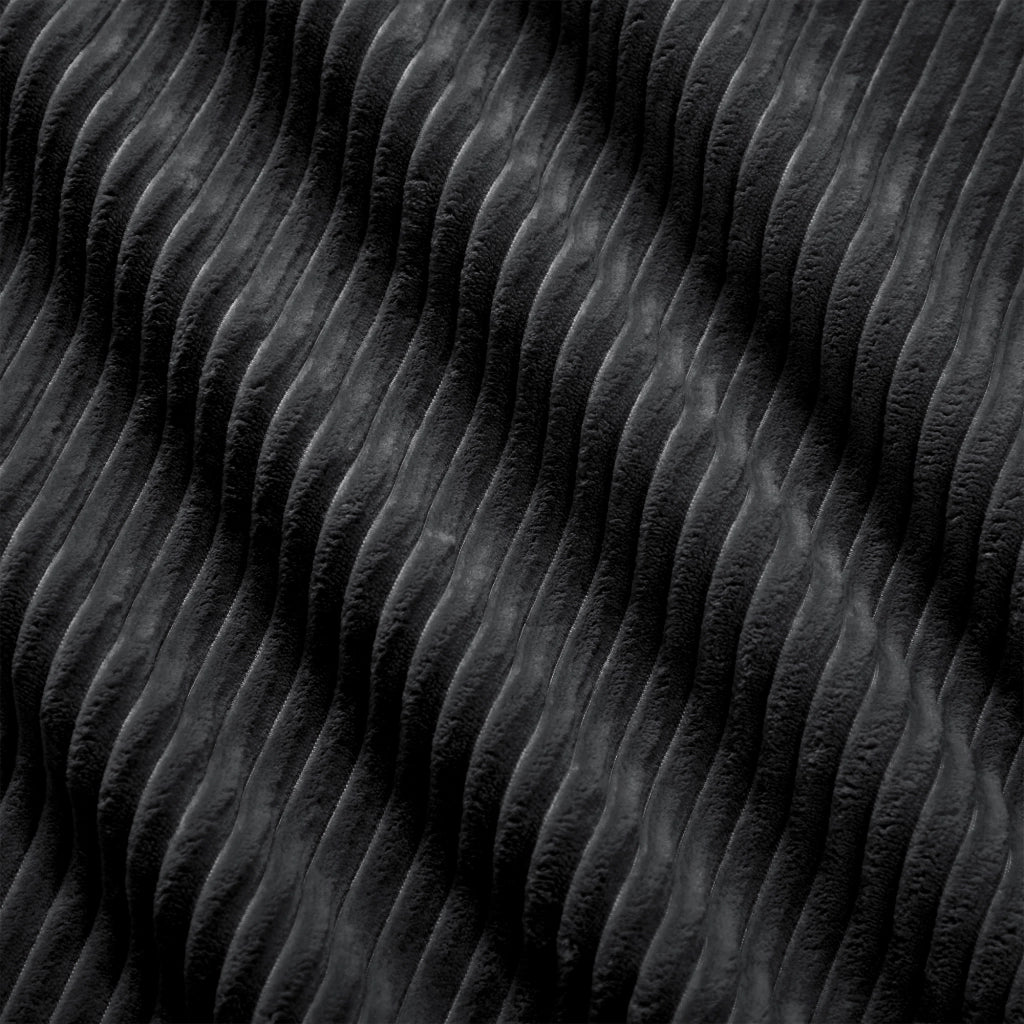 Divano Modulare U a Posti ¨C MINIMAL ¨C Nero, Tessuto Cordato, Braccioli Larghi