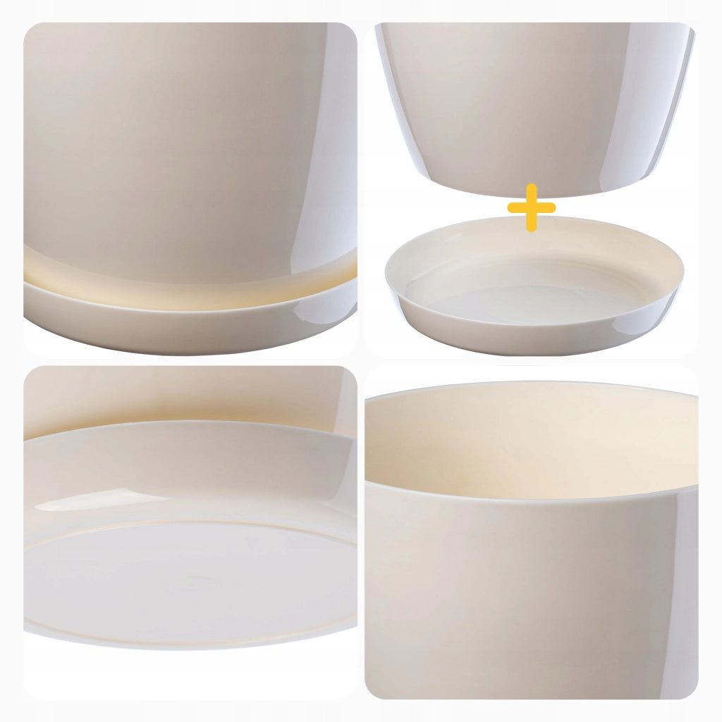 Vaso da fiori KADAX, coprivaso, 23 cm, supporto per fiori, plastica color crema, 3 pezzi.
