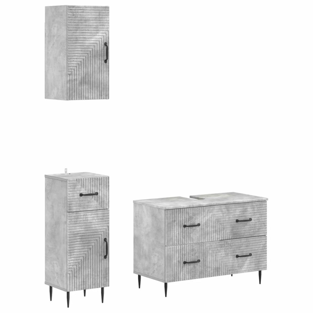 Set di armadietti da bagno in 3 pezzi HAARLEM Grigio Cemento 3417777