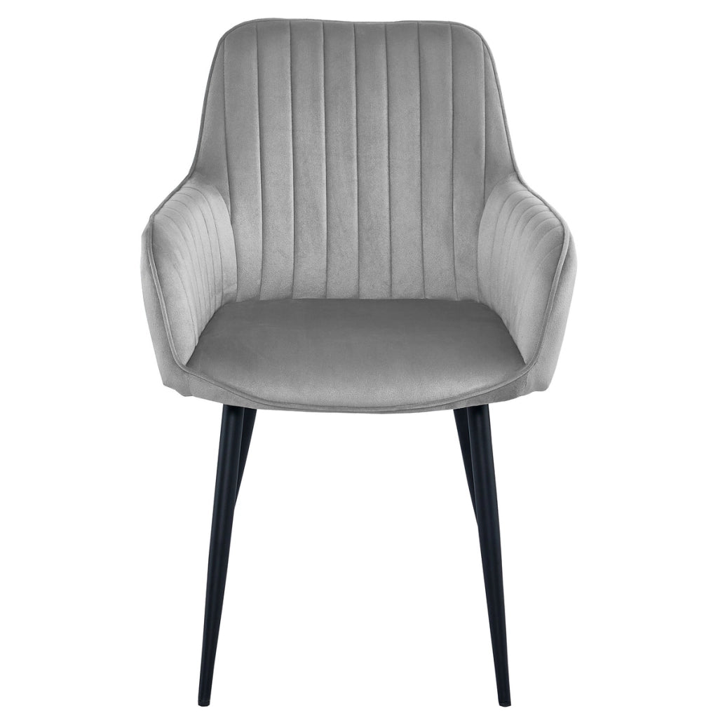 Set di 2 sedie Solden in velluto grigio argento e gambe nere