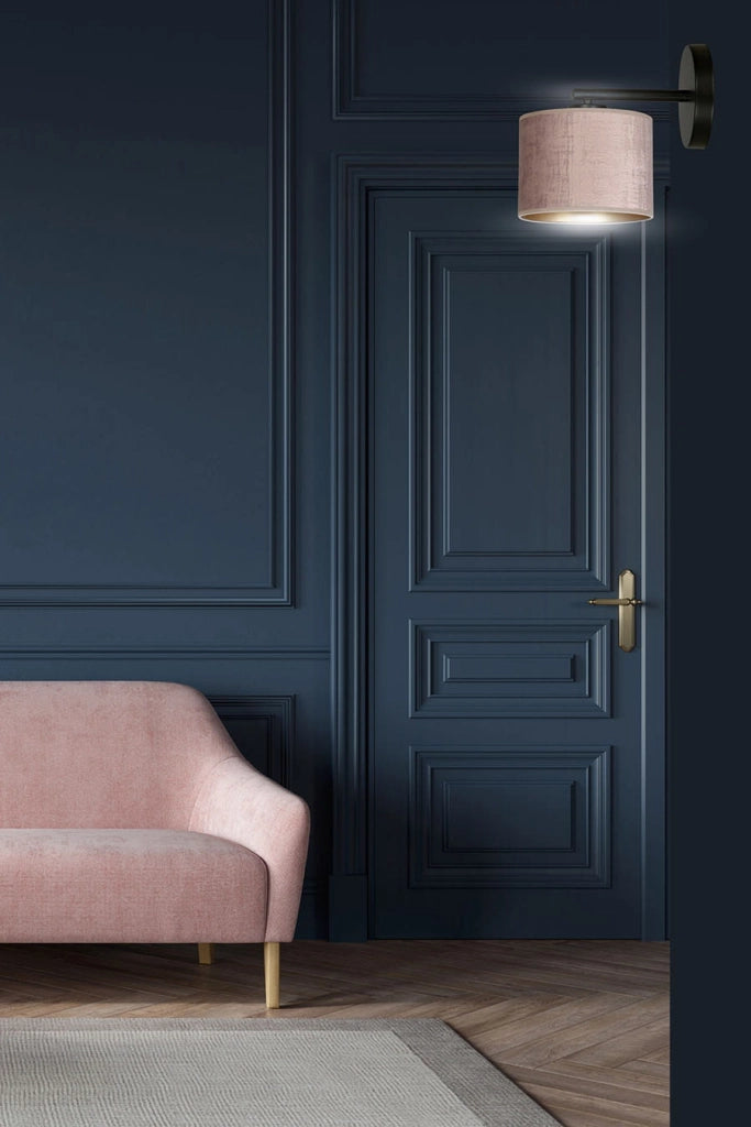 Applique Emibig Hilde K1 1xE27 rosa nero ottone tessuto