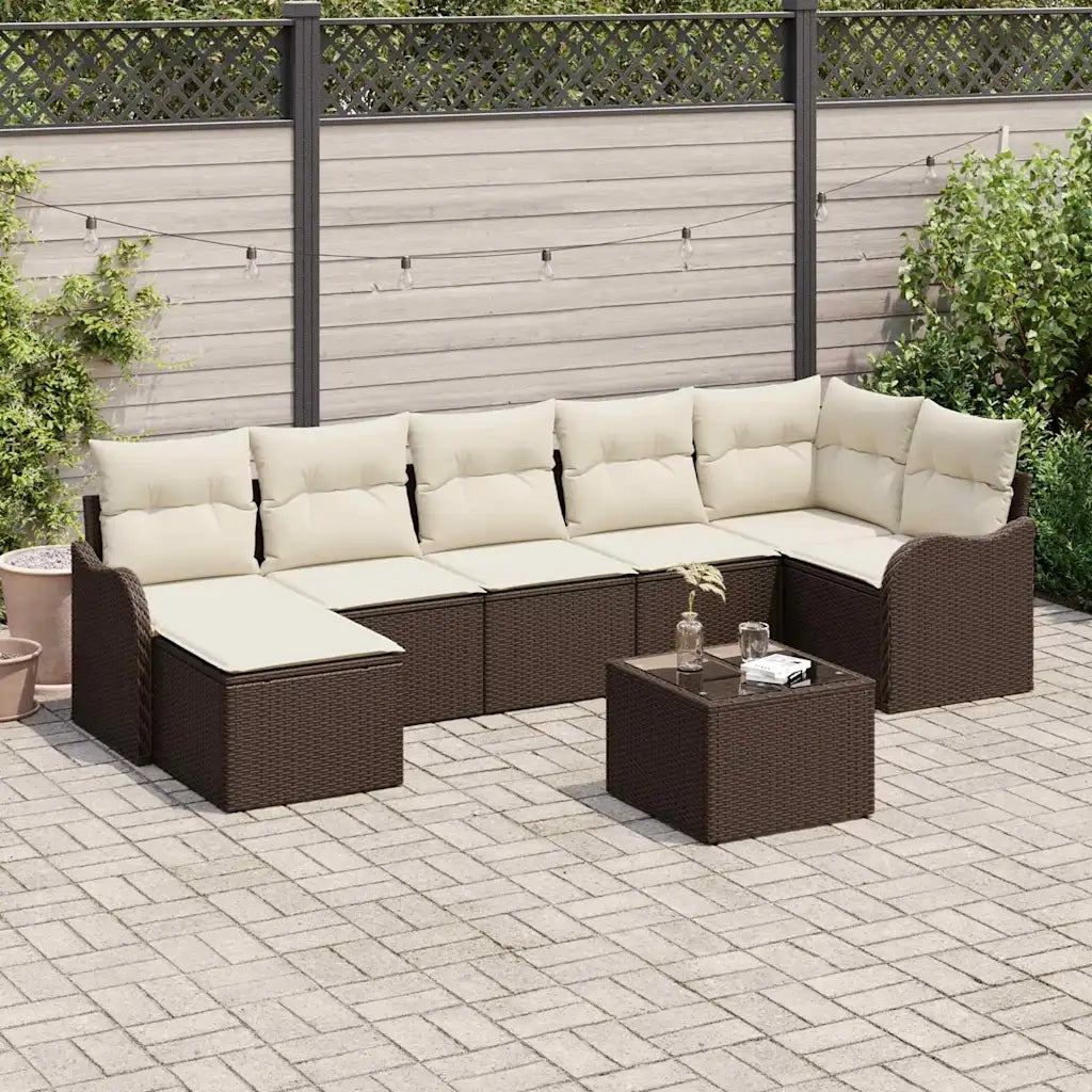 Set Divano da Giardino Marrone polyrattan