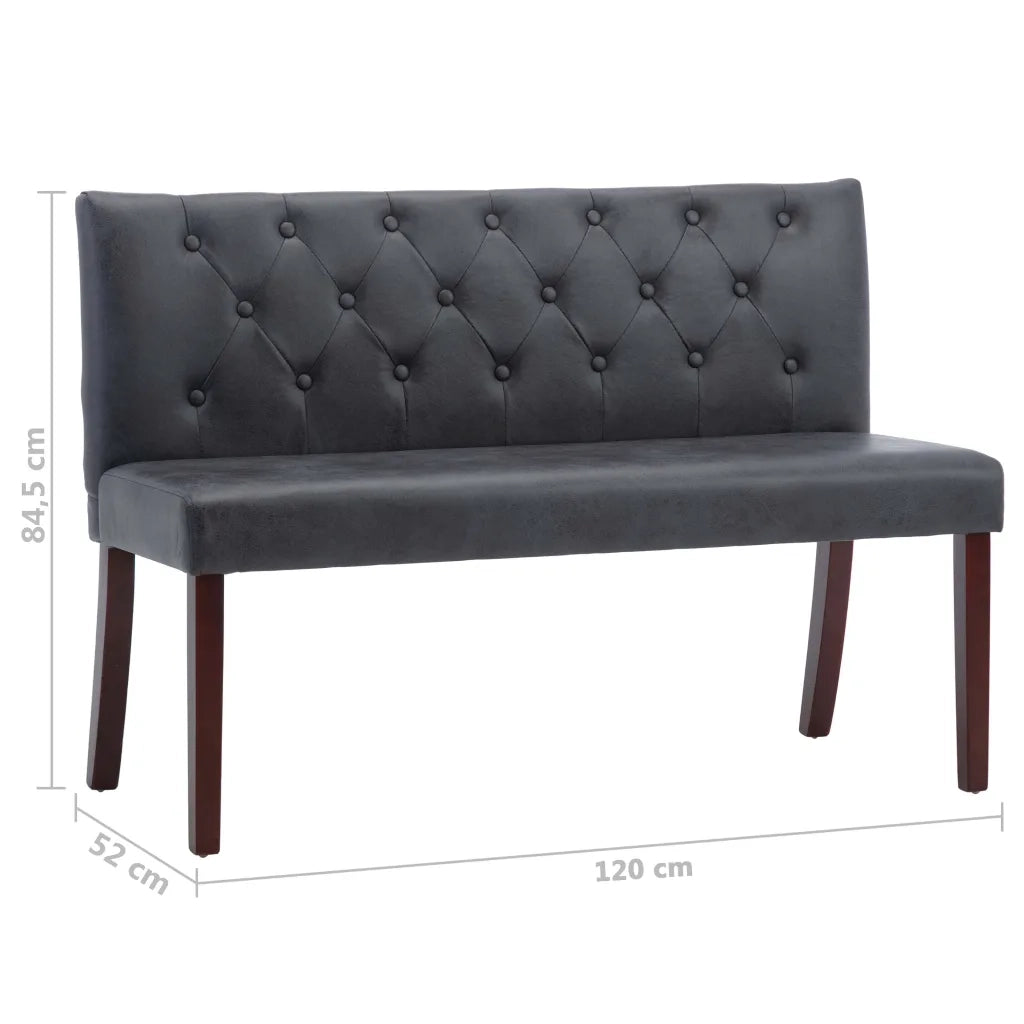 Panca-Sgabello 120 cm Grigia in Similpelle Scamosciata