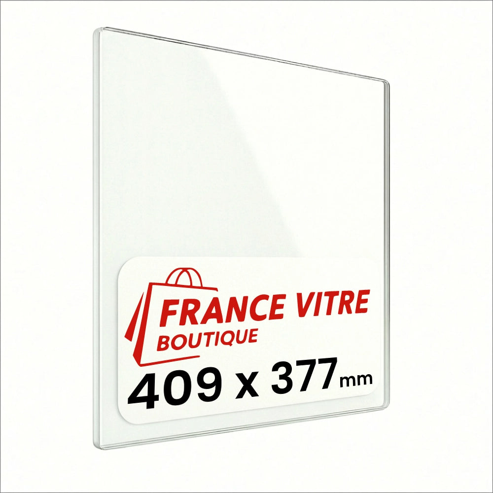 409 x 377 x 4 mm - Vetro per stufa a legna - vetro camino di ricambio - vetro per caminetto resistente al fuoco - France Vitre