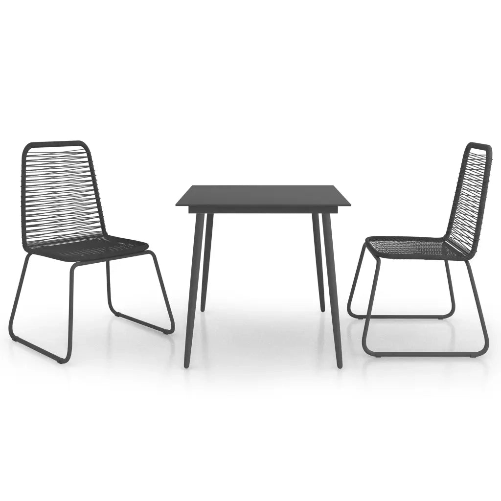 Set da Pranzo da Giardino 3 pz in Rattan PVC Nero 3060112