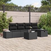 Set Divano da Giardino con cuscino 6 pcs Nero polyrattan 3359372