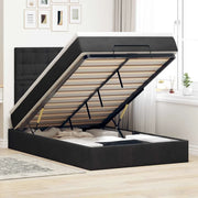 Struttura Letto Pouf con Materassi Nero 120x200 cm Velluto 3314458