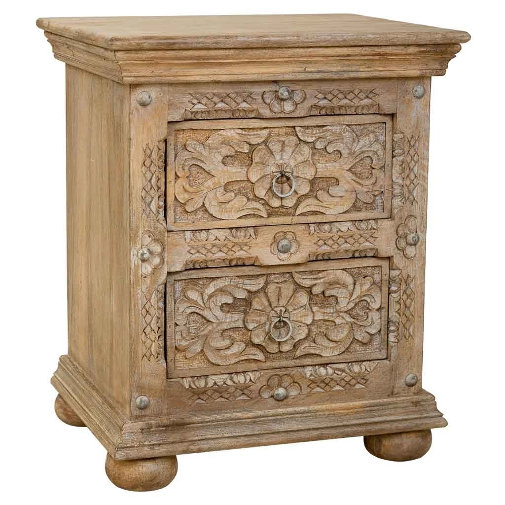 Comodino in legno artigianale marrone 50x40x60.