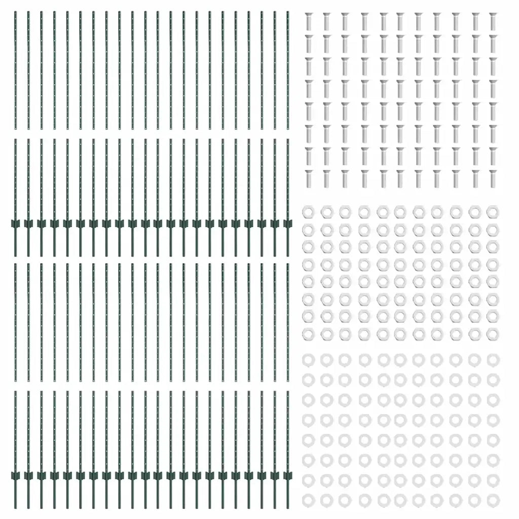 Palo della recinzione 44 pcs Verde 200 cm Acciaio 3335927