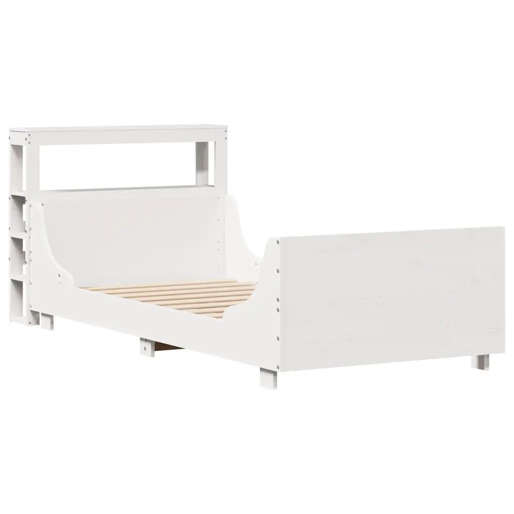 Letto senza Materasso-Struttura Letto Bianco 75x190 in Legno Massello di Pino 914878