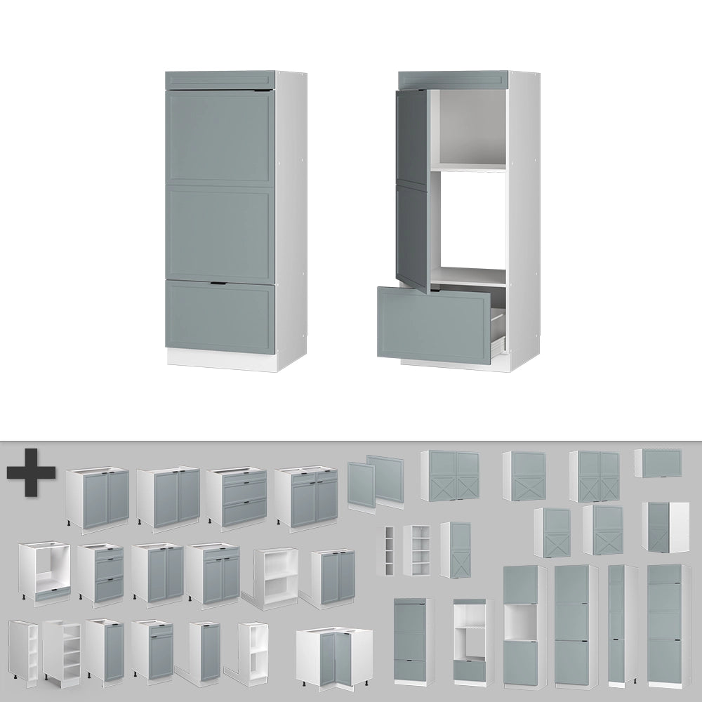 Mobile cucina microonde Fame-Line Blu-grigio chiaro/Bianco 60 cm Vicco