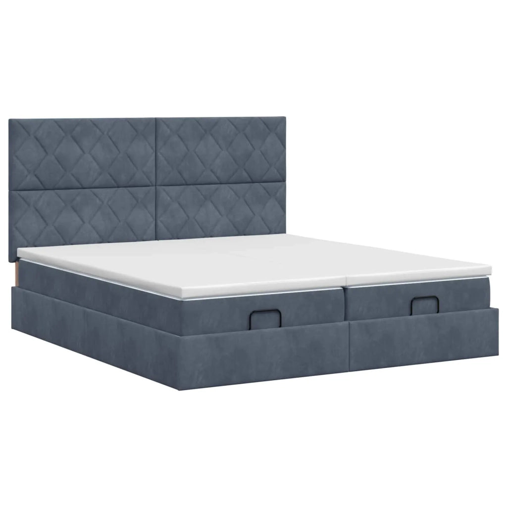 Letto ottomano con materasso 2 pz Grigio Scuro Velluto 3457939