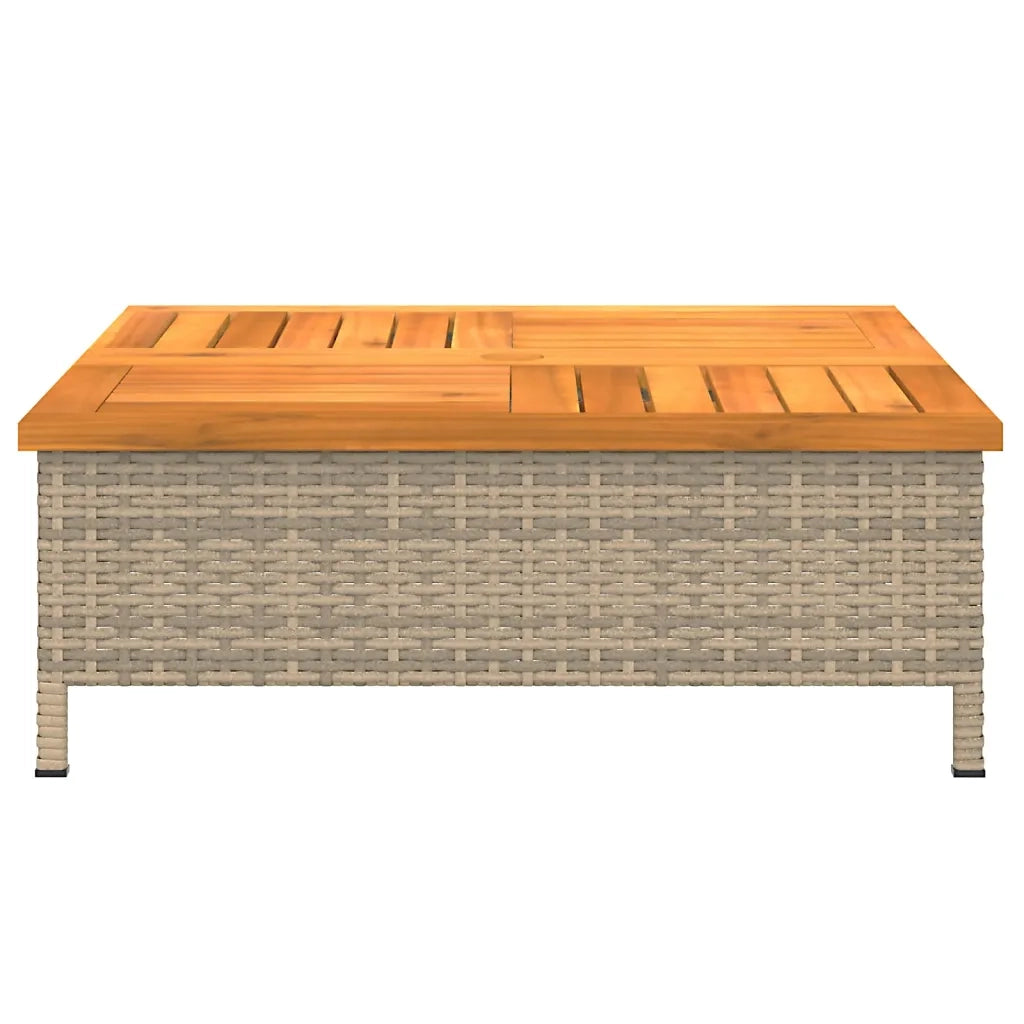 Copertura Base Ombrellone-Supporto per ombrellone Beige 70x70x25 cm Polyrattan e Acacia