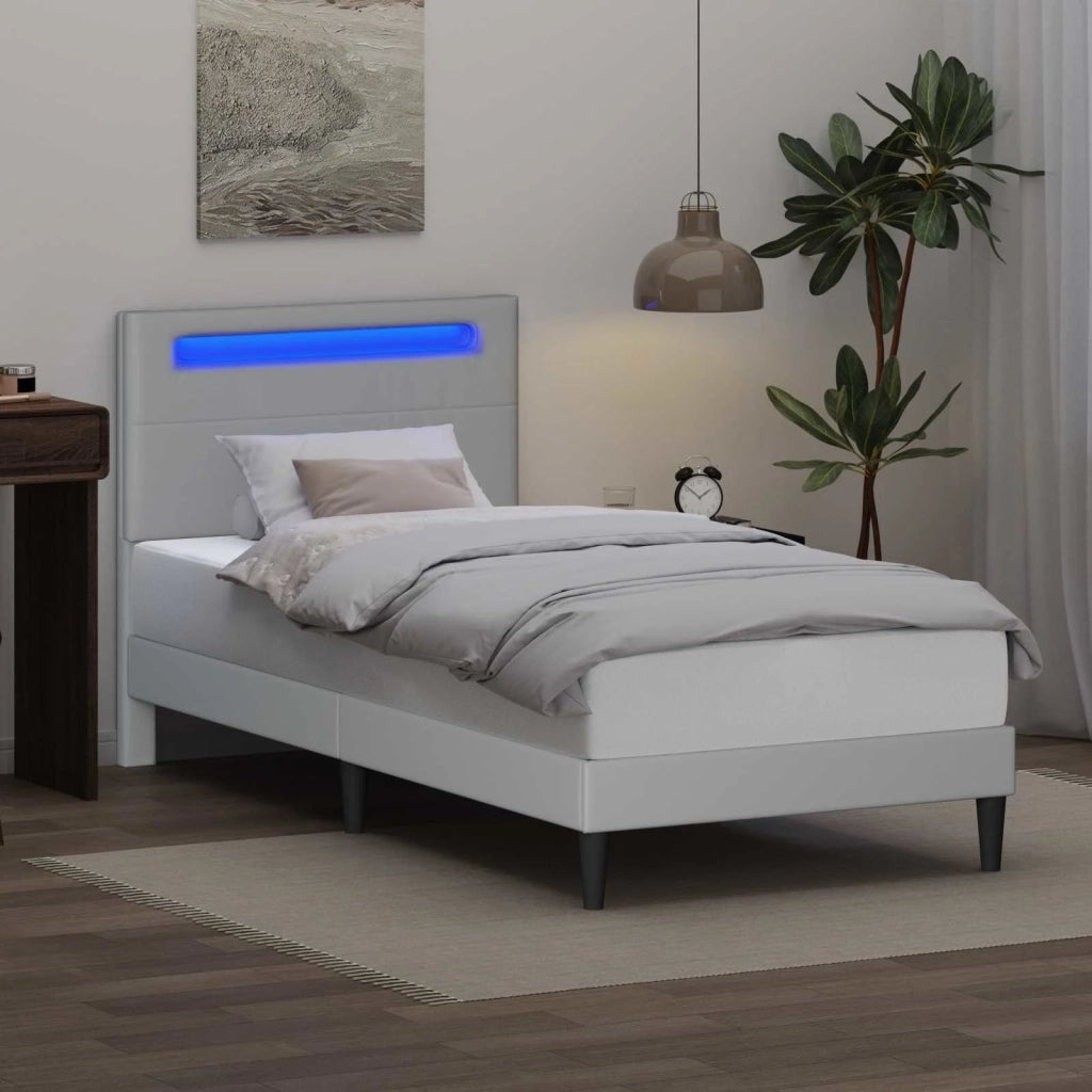 Letto singolo | Letto per adulti | Struttura del letto con testiera Bianco 100 x 200 cm Similpelle