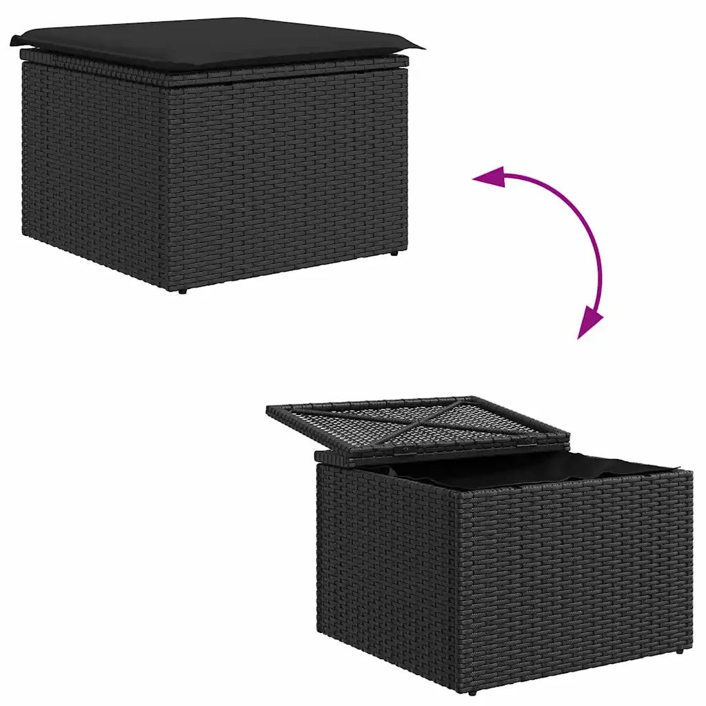Set Divano da Giardino con cuscino 9 pcs Nero polyrattan 3347366