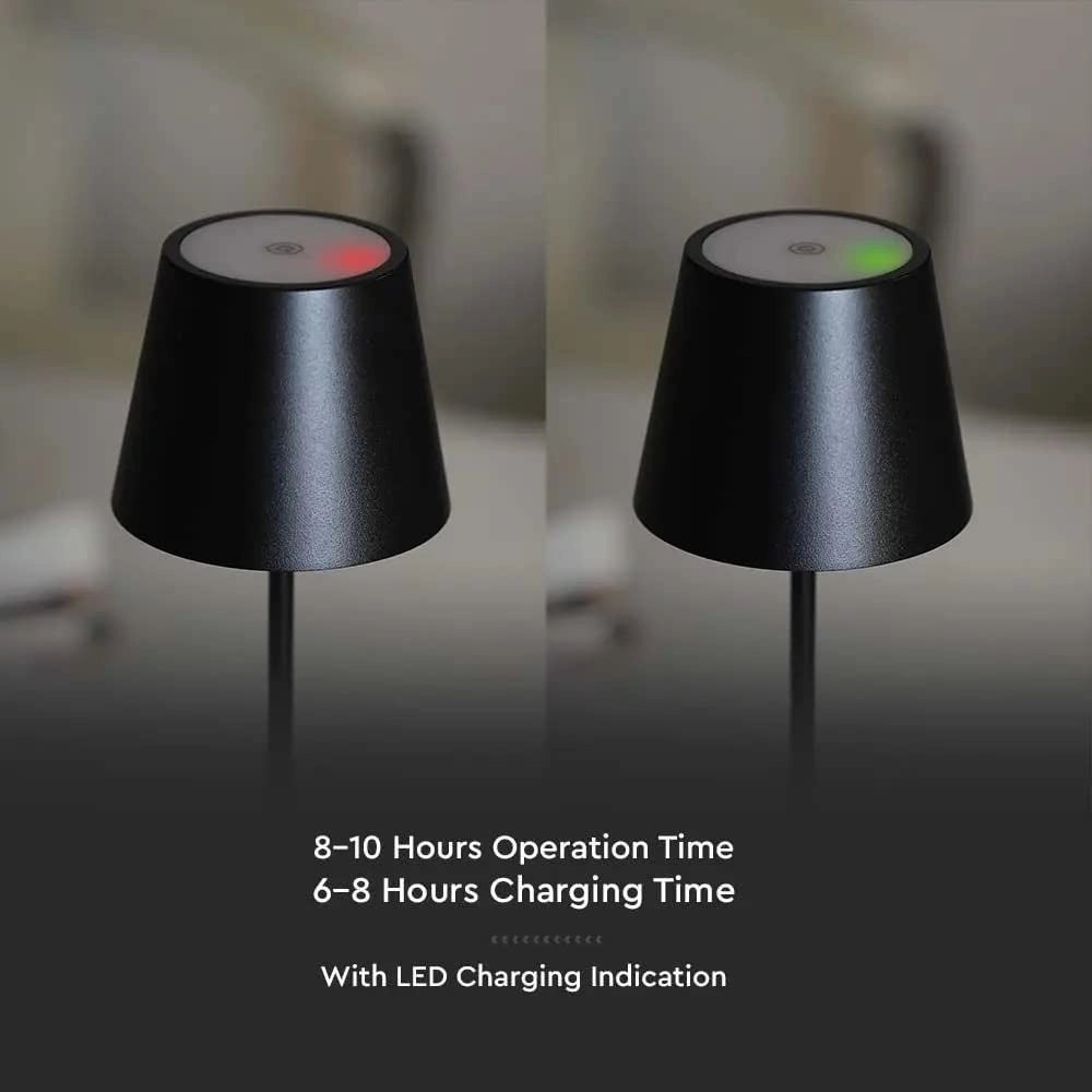 Trade Shop - Lampada Da Tavolo Led Dimmerabile Touch Nera Wireless Luce Bianca Calda 3000k 2w -
