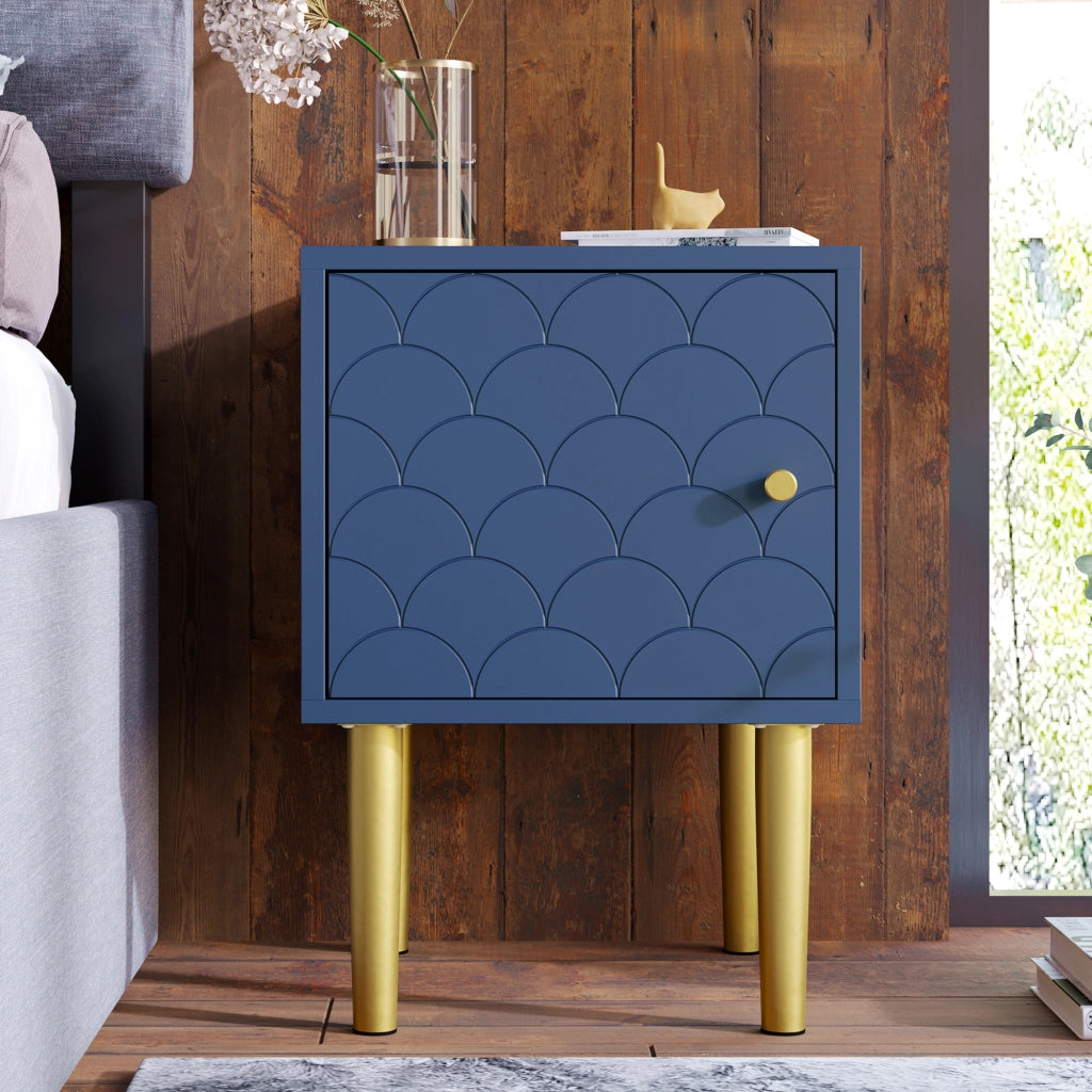 COMODINO 35x35x51 cm Marineblau in legno e metallo