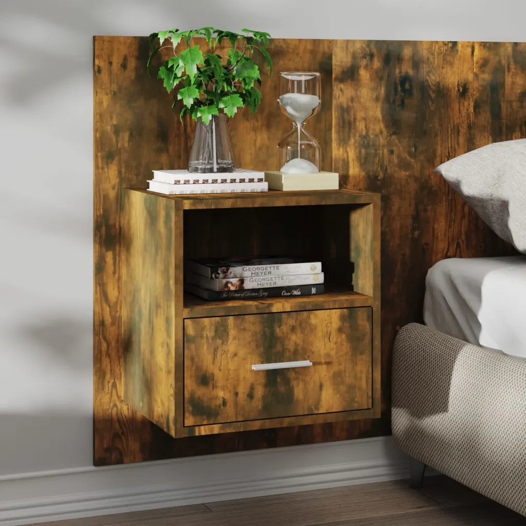 Comodini a Muro 2 pz Rovere Fumo 816965