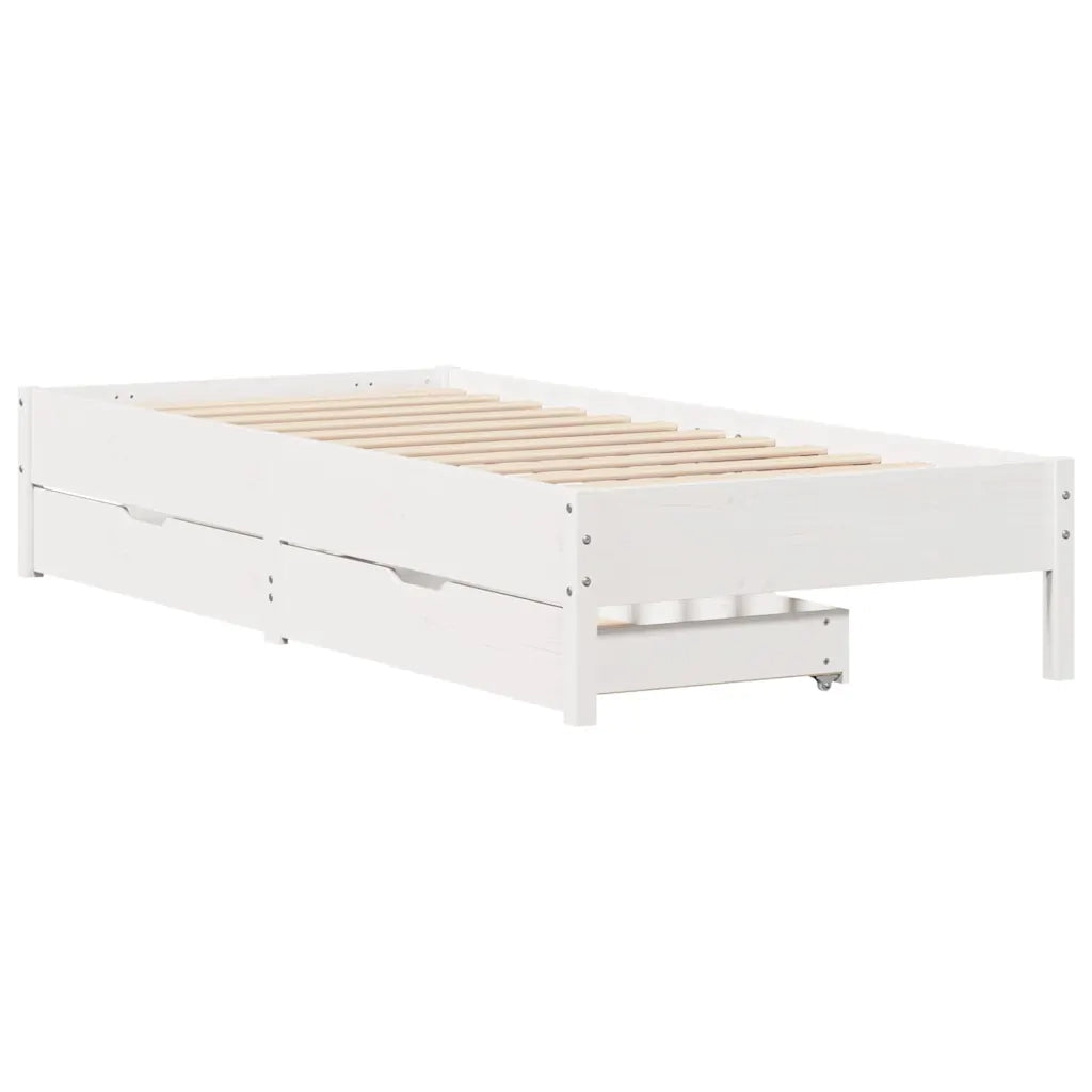 Letto senza Materasso-Struttura Letto Bianco 90x190 cm in Legno Massello Pino 721353