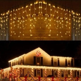 TENDA LUMINOSA NATALIZIA CASCATA DA ESTERNO  LUCI DI NATALE 250/300LED 10 METRI LUCE BIANCO CALDO - ZENCOCCO