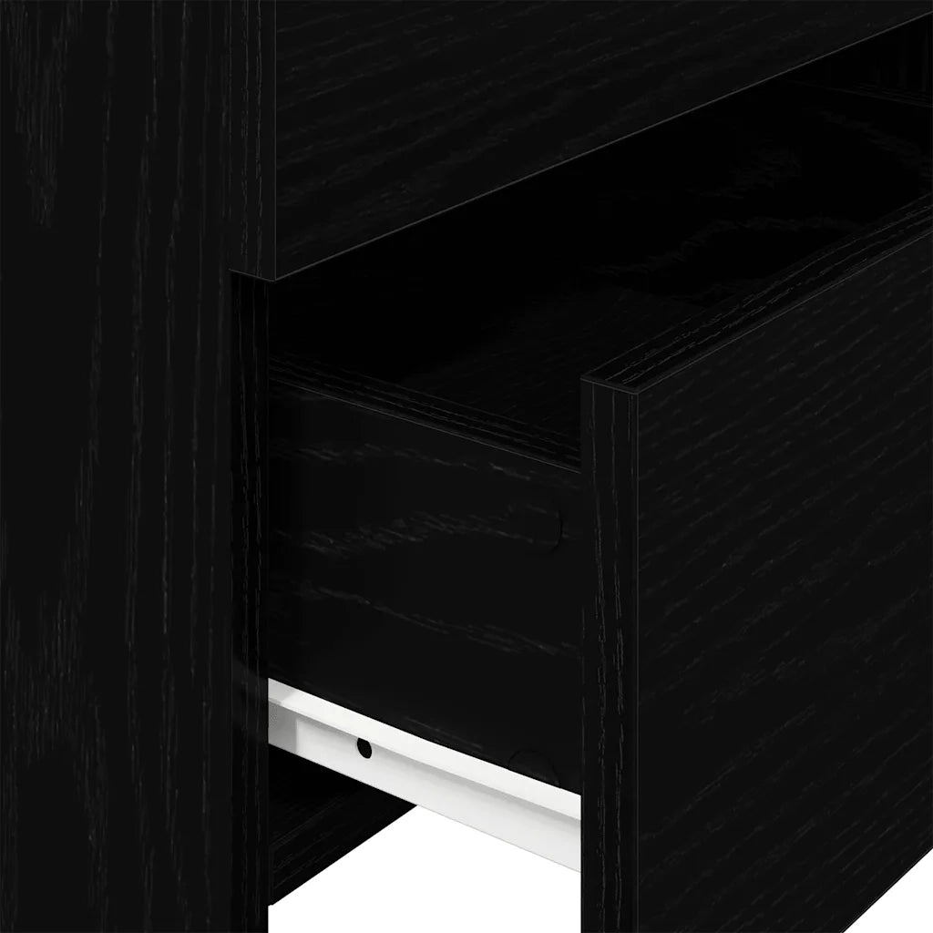 Comodino | Armadio da Notte | Mobiletto da notte con 2 cassetti Nero 40x36,5x62 cm