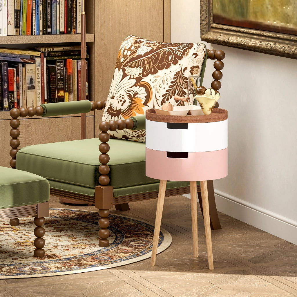 Set 2 Tavolini da Caff¨¨ con 3 Livelli e Vani Contenitore ¨C zephmum ¨C Multicolore