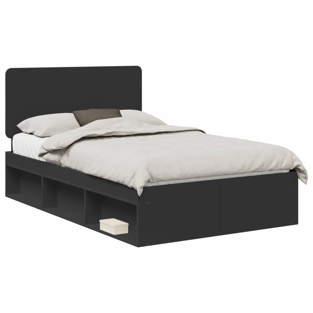 Letto matrimoniale | Letto per adulti | Struttura del letto Nero 120 x 200 cm Pino massello