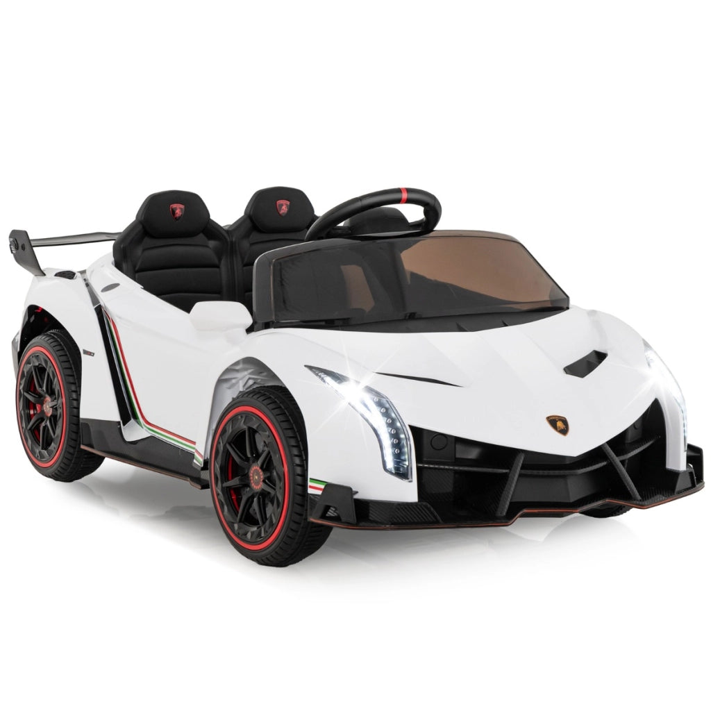 Auto sportiva elettrica per bambini con licenza lamborghini 4WD telecomando 2,4g luci LED, Giocattolo elettrico Bianco