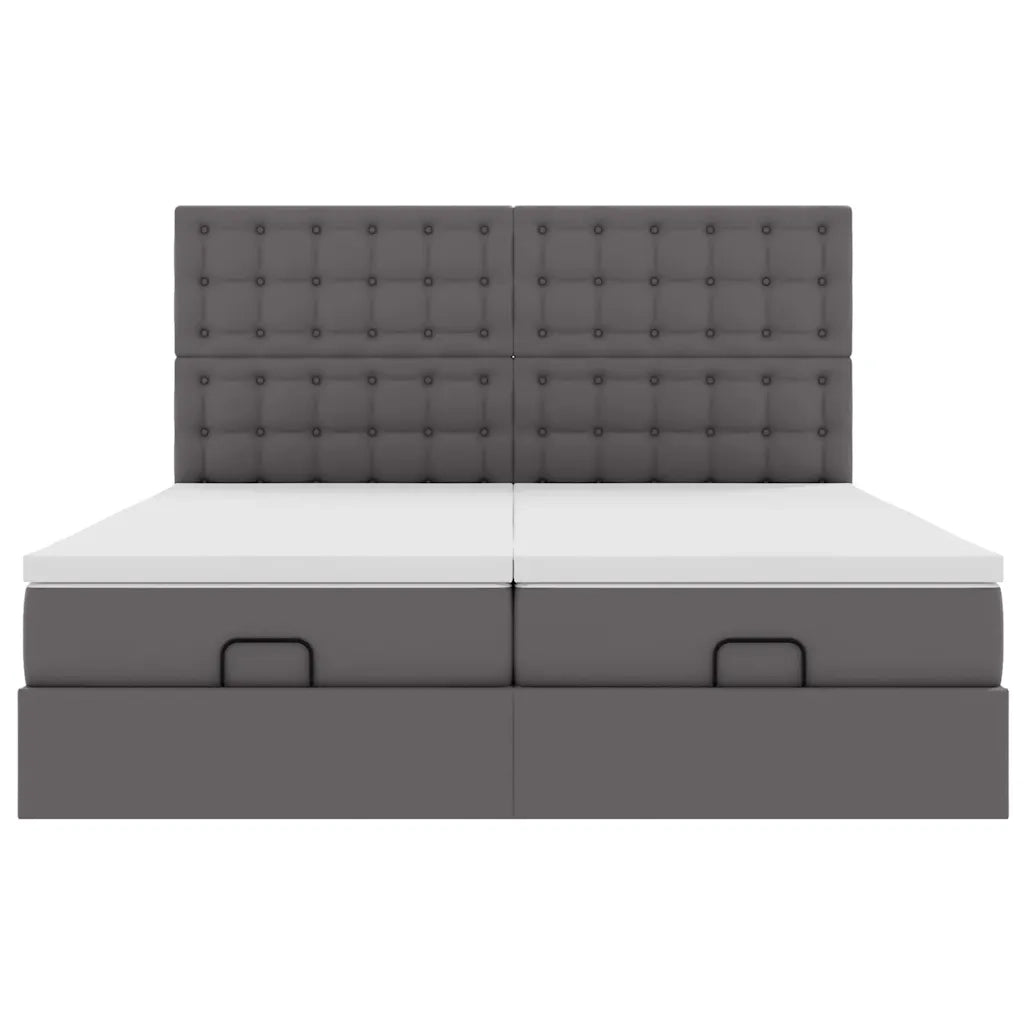 Pouf Letto con Materassi e LED Grigio 160x200cm Similpelle 3314501