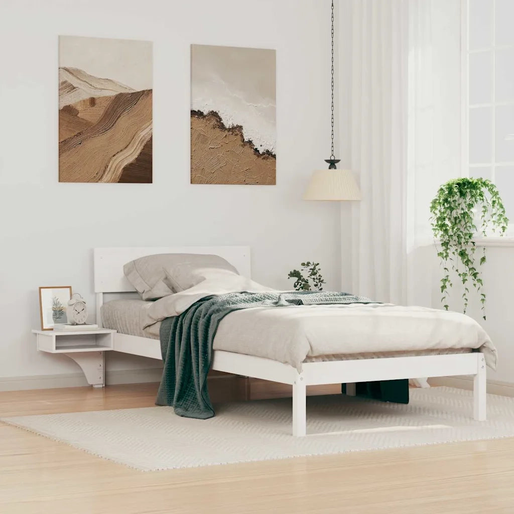 Struttura del letto Bianco 90 x 200 cm Pino massello 873464