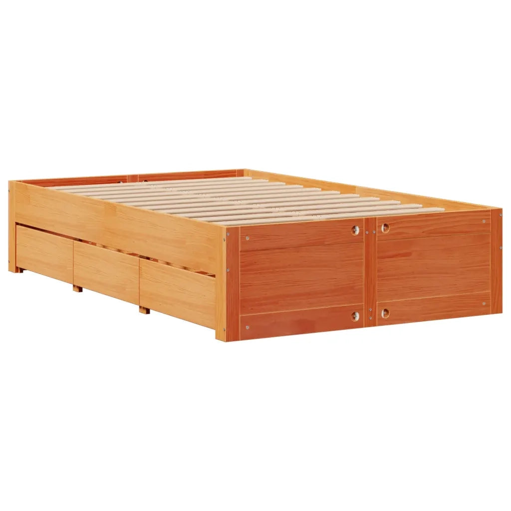 Letto matrimoniale | Letto per adulti | Giroletto senza Materasso con Cassetti Marrone Cera 120x190 cm
