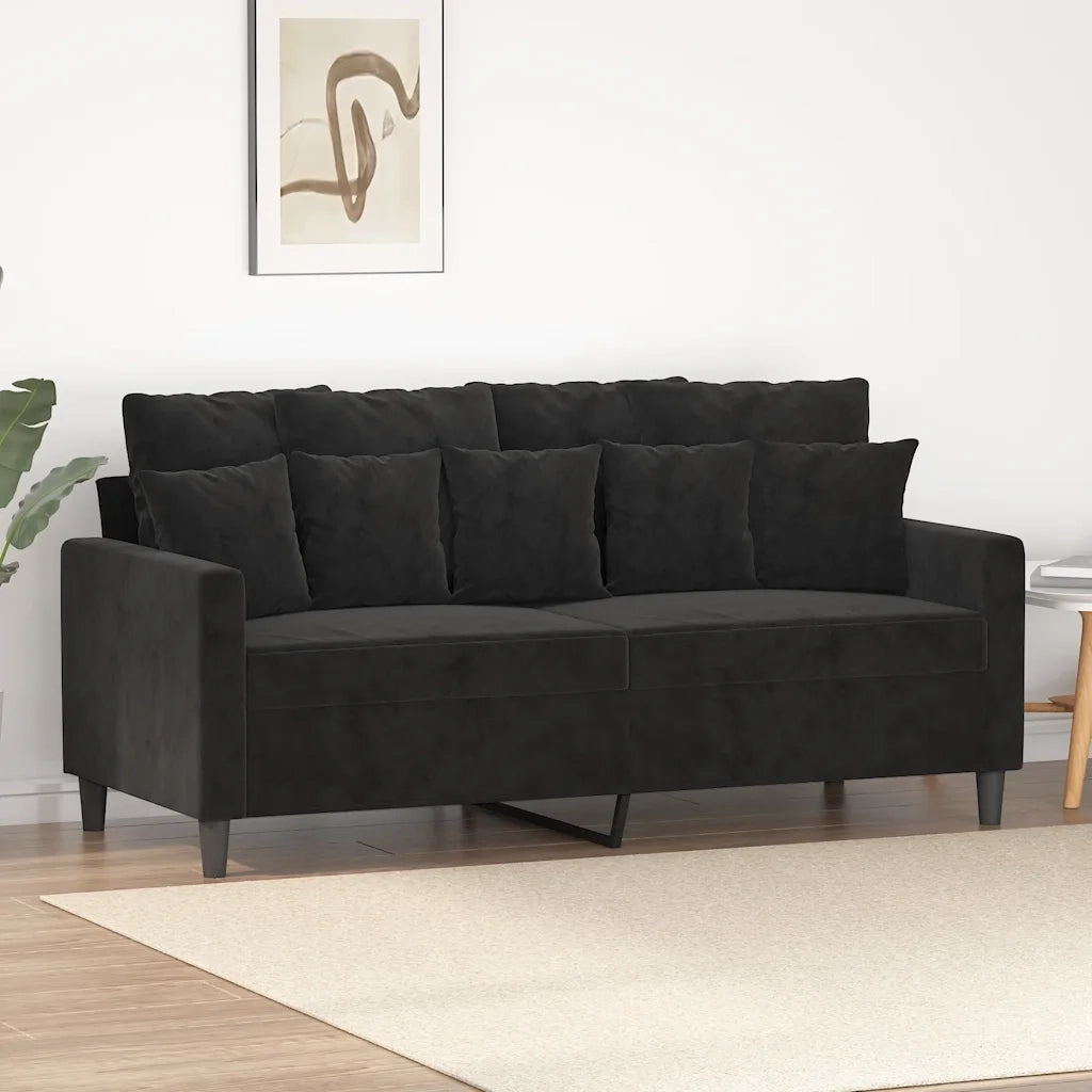 Divano | Divano da soggiorno | Sofa a 2 Posti Nero 140 cm in Velluto
